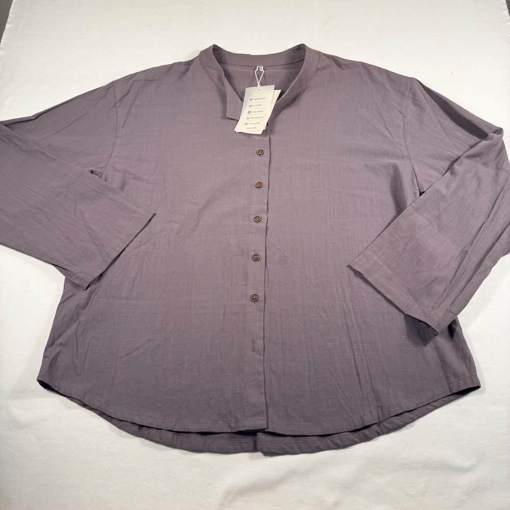 COOFANDY Gray Button Up Shirt XL Cotton Long Sleeve Relaxed Fit Lightweight